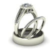 0.77ct Brilliant Cut Split Shank Gold Halo Complete Wedding Set - 03US89